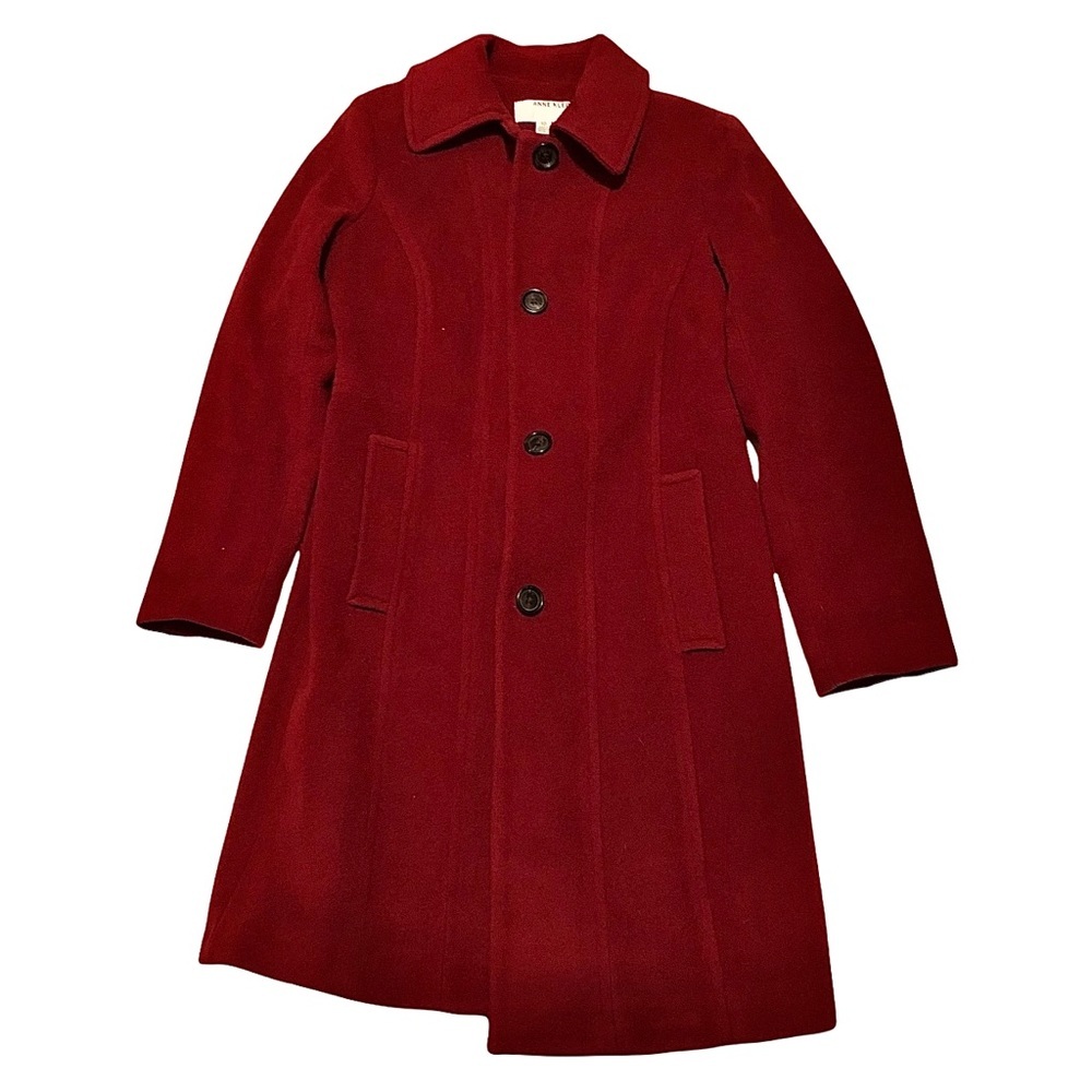 Anne Klein Lambs Wool Cashmere Blend Red Coat Women's Size 10 Single breasted